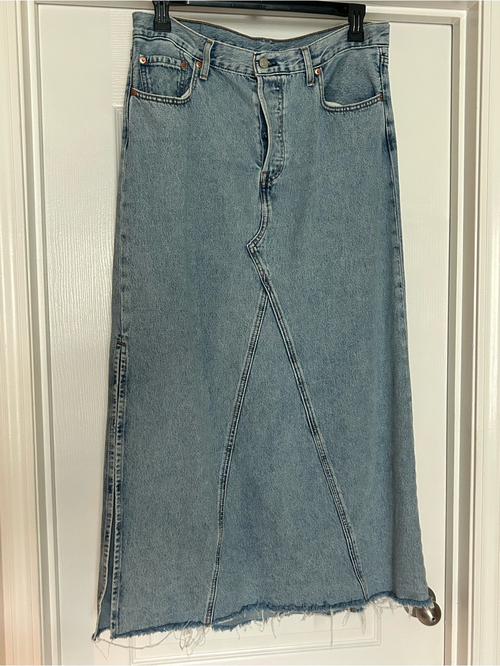 Levi's Light Blue Denim Maxi Skirt - Flared Panel Design